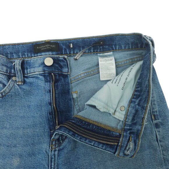 Banana Republic Crop Denim Womens Size 30 Mid Rise Wide Leg Raw Hem Jeans - Picture 7 of 15